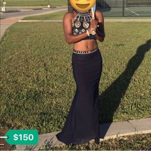 2 piece sequin prom dress